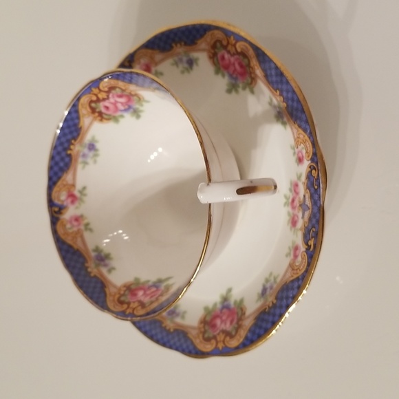Vintage Aynsley Teacup & Saucer Set Bone China A4191 / White, blue, floral - Picture 4 of 17